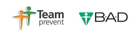 TeamPrevent and B·A·D Logo